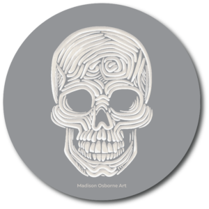 Linocut skull sticker